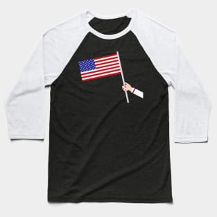 Woman hand holding USA flag Baseball T-Shirt